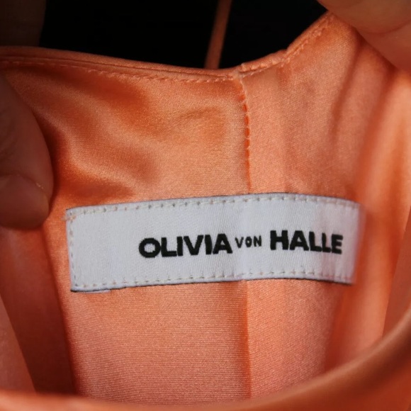 SOLD Olivia von Halle Remy peach coral silk slip - Picture 4 of 12